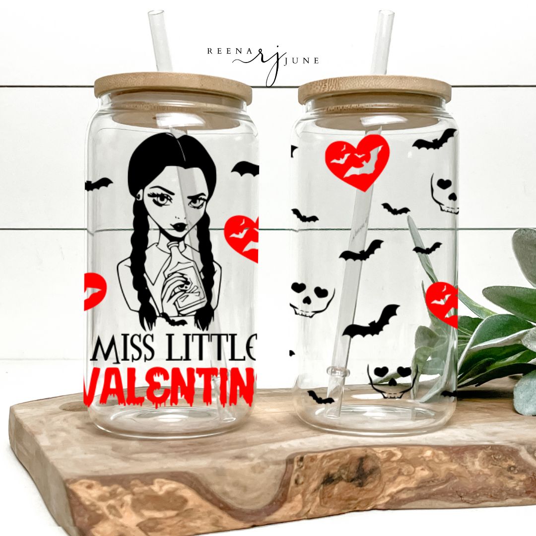 Little Mrs Valentine Wednesday 16oz Libby Glass Wrap PNG