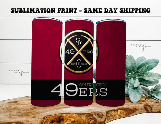 San Francisco 49ers 20oz Skinny Tumbler Sublimation Print