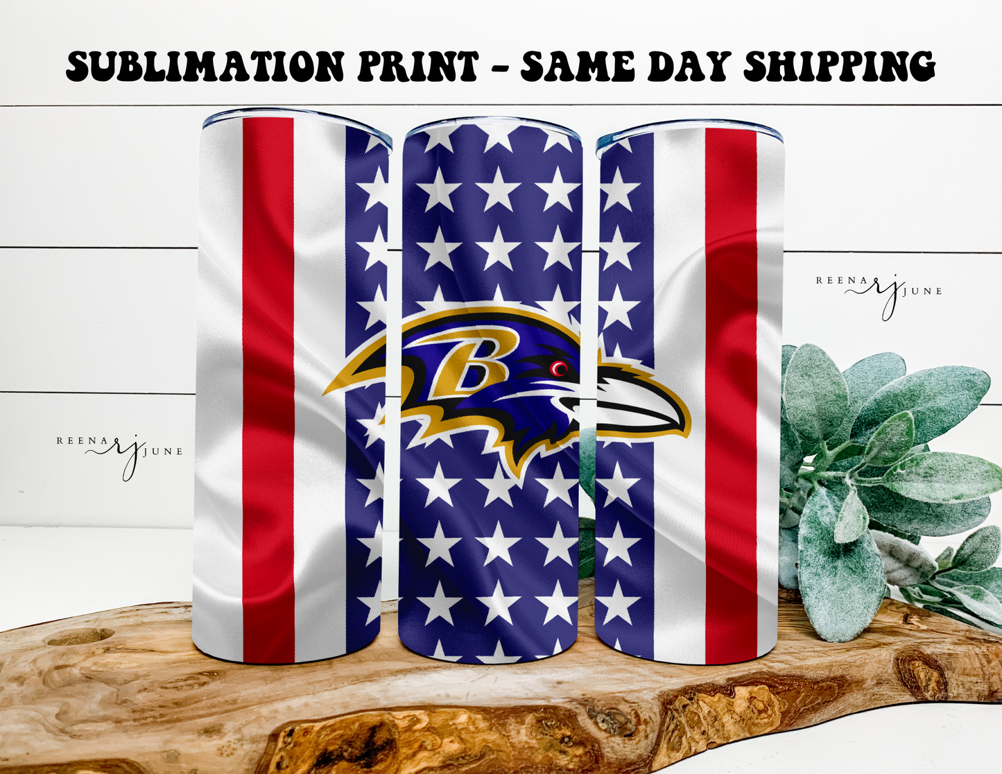 NFL Football Team - American Flag 20oz Skinny Tumbler Sublimation Print