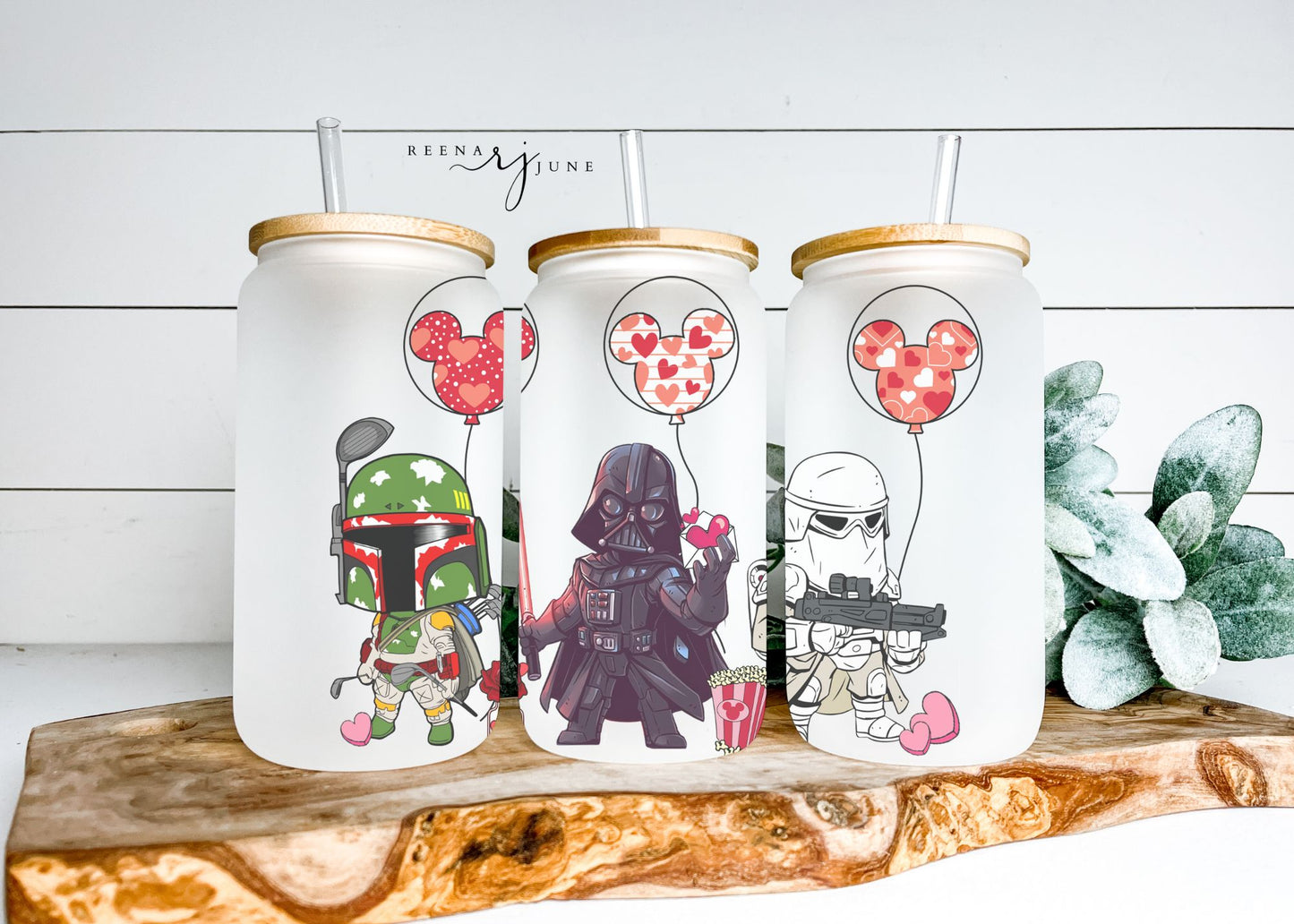 Star Wars - Darth Vader - Storm Trooper 16oz  Frosted Libbey Glass Can