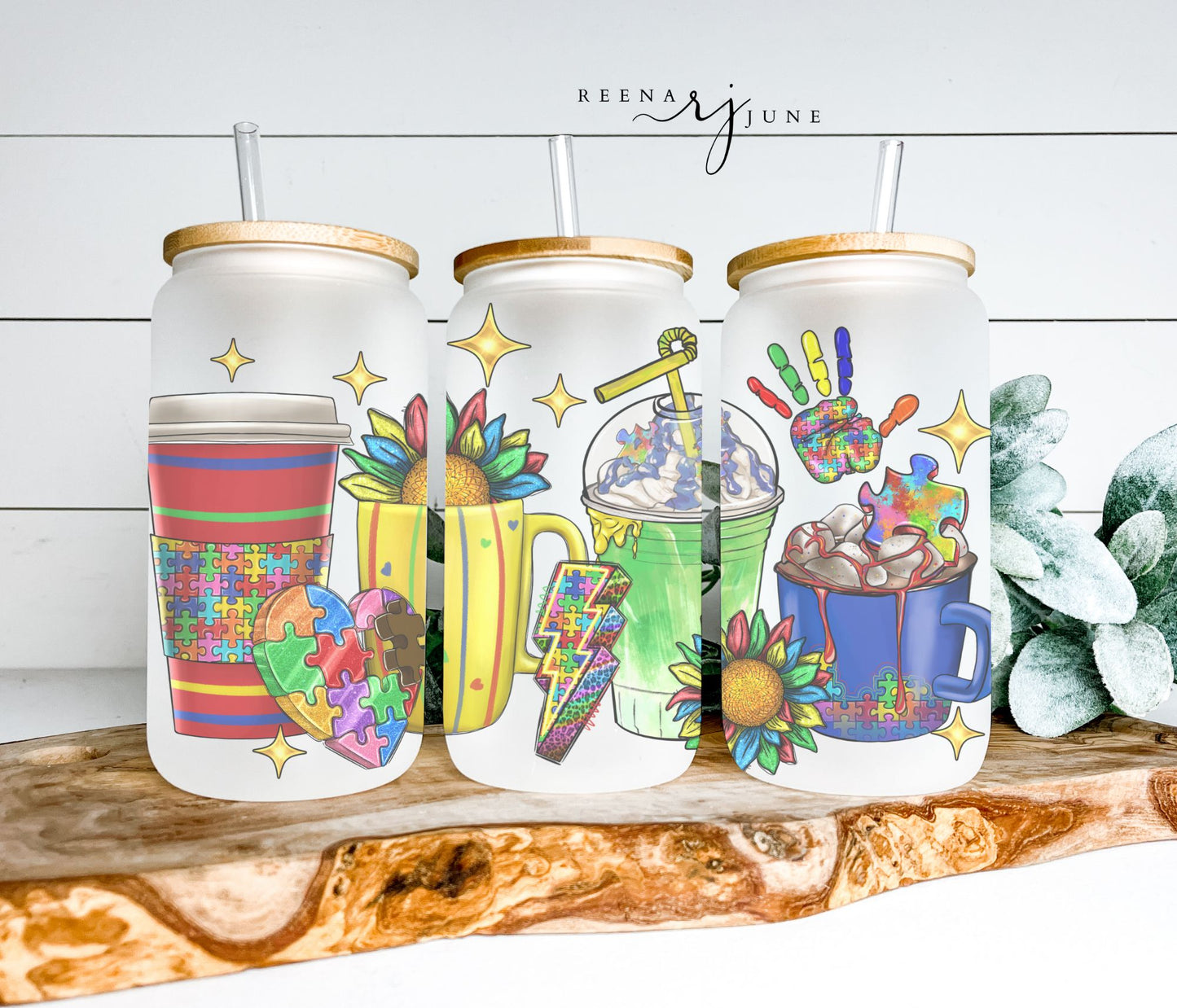 Autism Awareness 16oz Libbey Glass