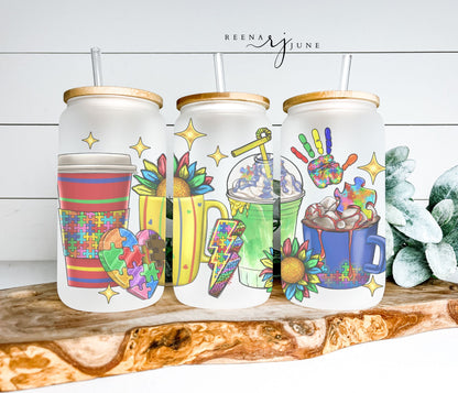 Autism Awareness 16oz Libbey Glass