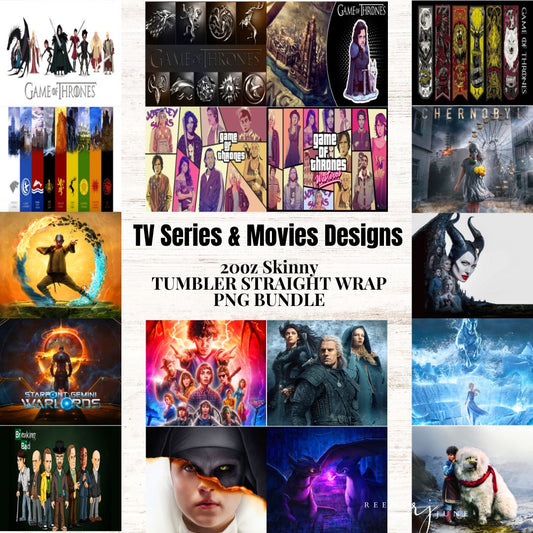Cartoons & TV Seriers Skinny Tumbler Wrap PNG Bundle