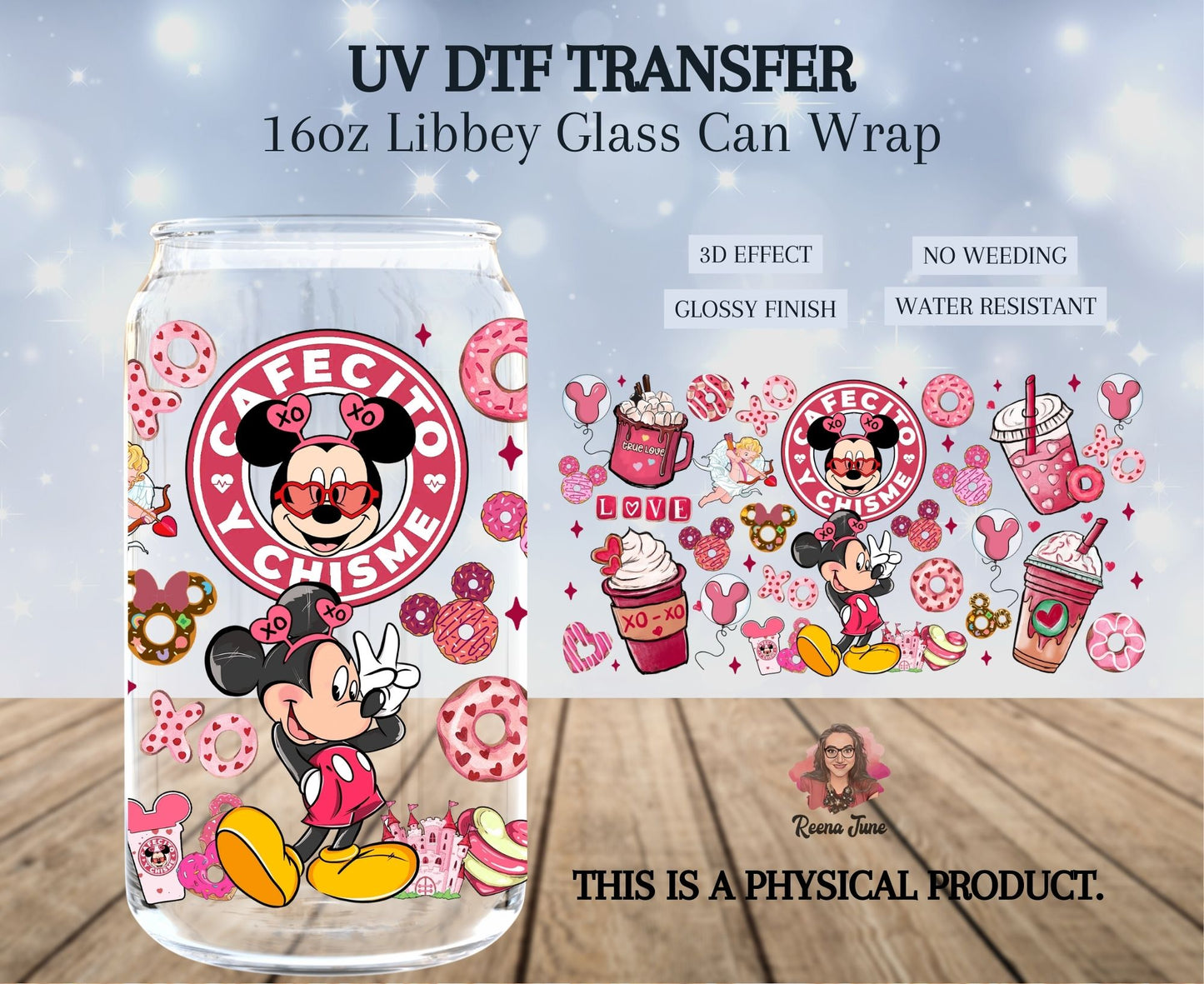 Mickey Cafecito y Chisme UV DTF Transfer