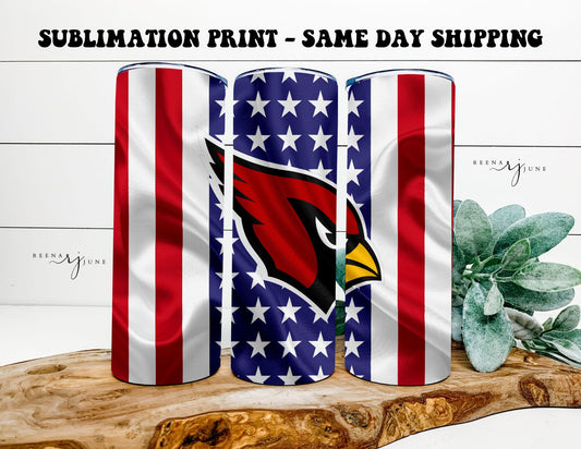 NFL Football Team - American Flag 20oz Skinny Tumbler Sublimation Print