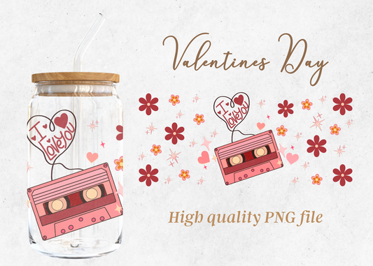 I Love You Vday 16oz Libby Glass Wrap PNG