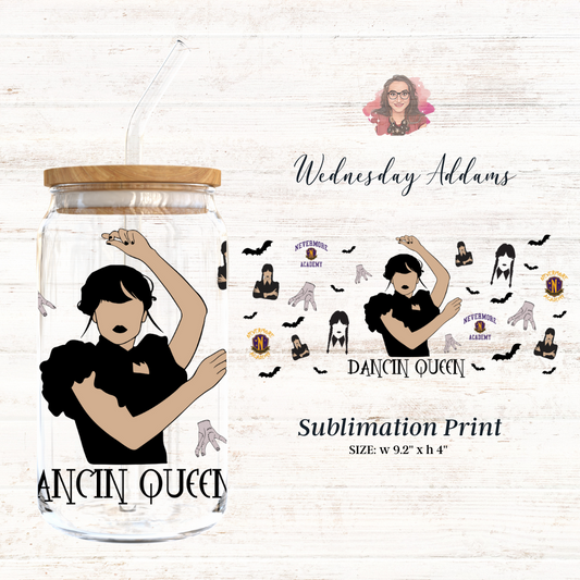 Wednesday Addams - Dancing Queen 16oz Libbey Glass Sublimation Print Sale