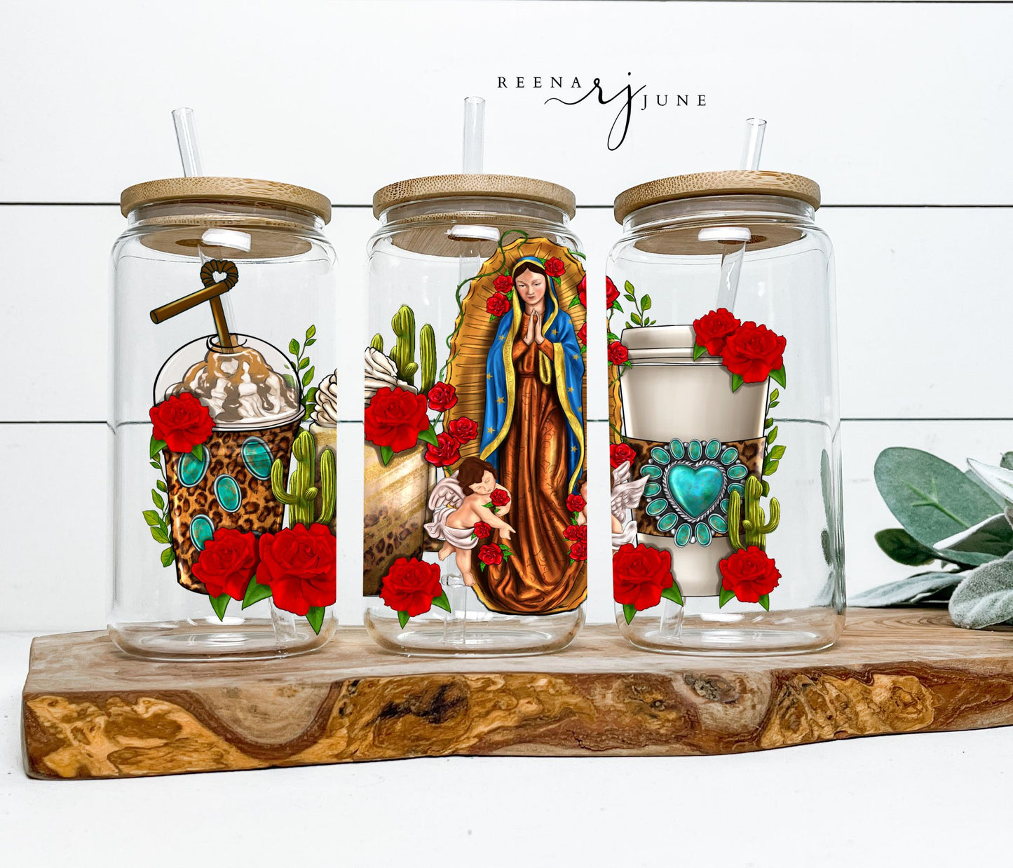 Our Lady of Guadalupe - Virgencita de Guadalupe 16oz Frosted Libbey Glass