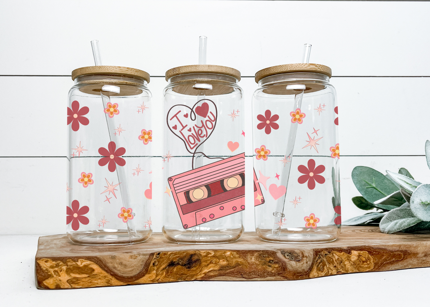 I Love You Vday 16oz Libby Glass Wrap PNG