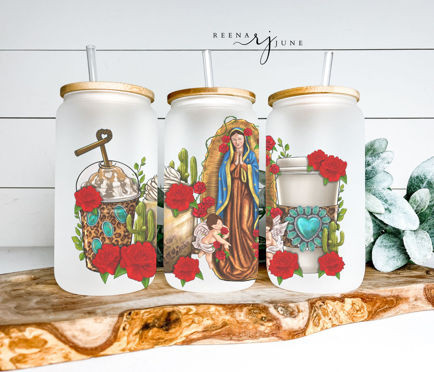 Our Lady of Guadalupe - Virgencita de Guadalupe 16oz Frosted Libbey Glass