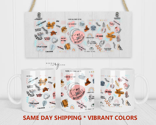 Daily Affirmations Sublimation Mug Wrap