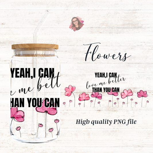 Miley Cyrus Flowers Inspired 16oz Libby Glass Wrap PNG