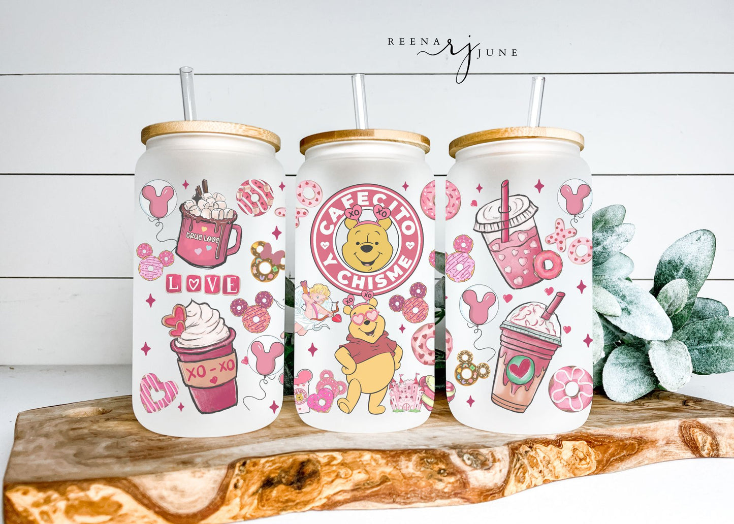 Cafecito & Chisme - Disney Winnie the Pooh 16oz Libbey Glass Can