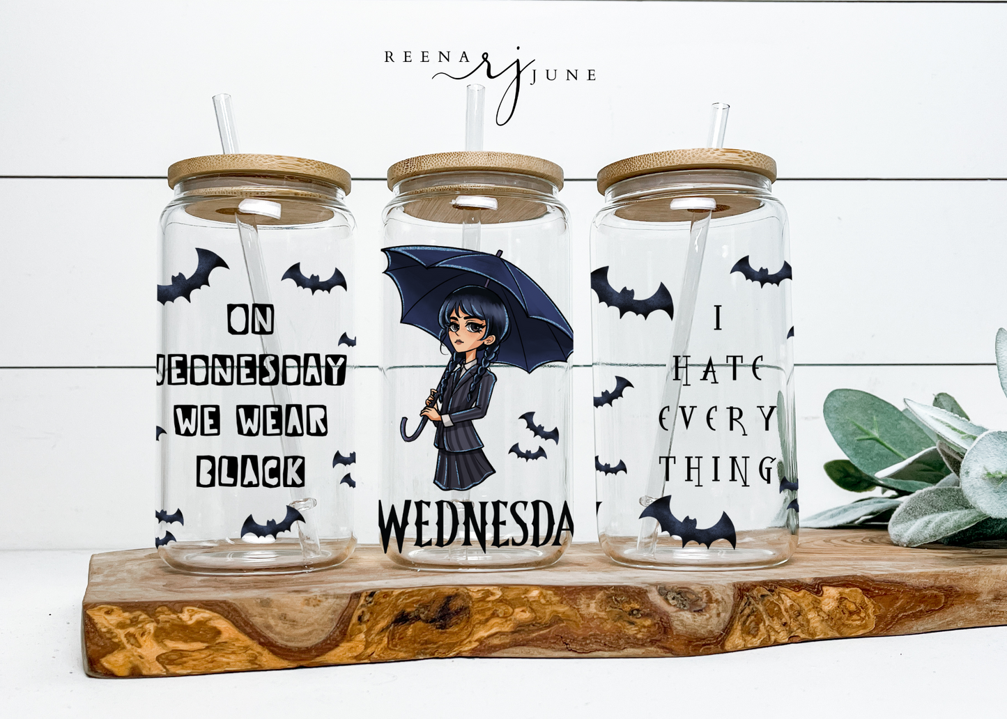 Wednesday Addams 16oz Libby Glass Wrap PNG