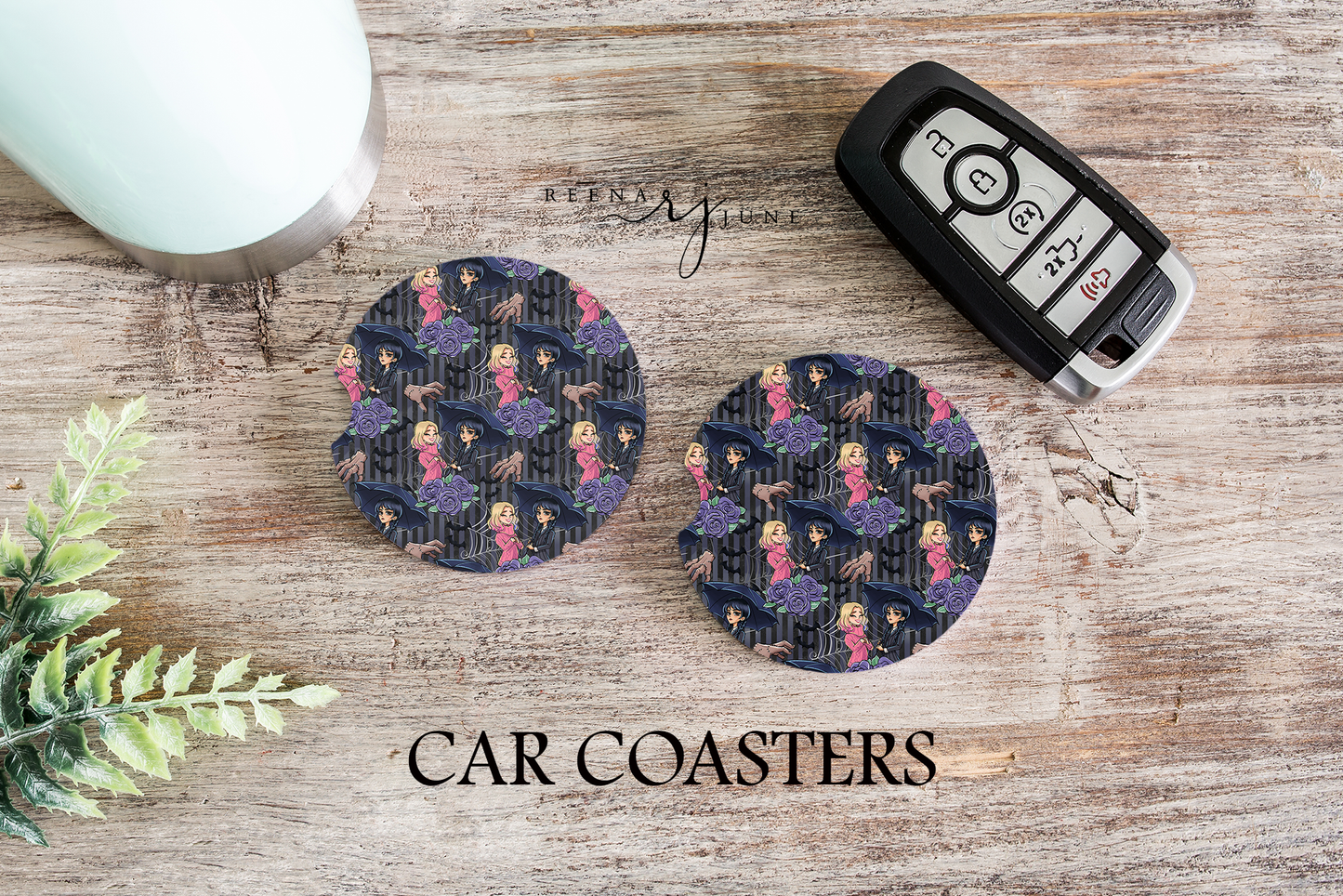 Enid Sinclair & Wednesday Addams Car Coasters