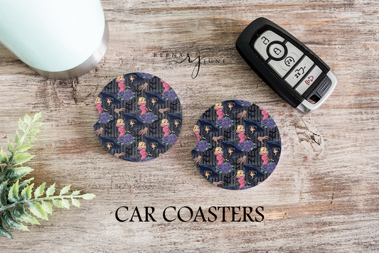 Enid Sinclair & Wednesday Addams Car Coasters