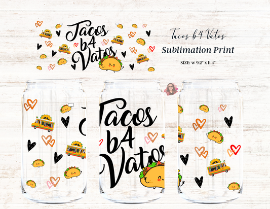 Tacos B4 Vatos Addams 16oz Libbey Glass Sublimation Print Sale