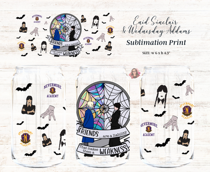Enid Sinclair & Wednesday Addams 16oz Libbey Glass Sublimation Print