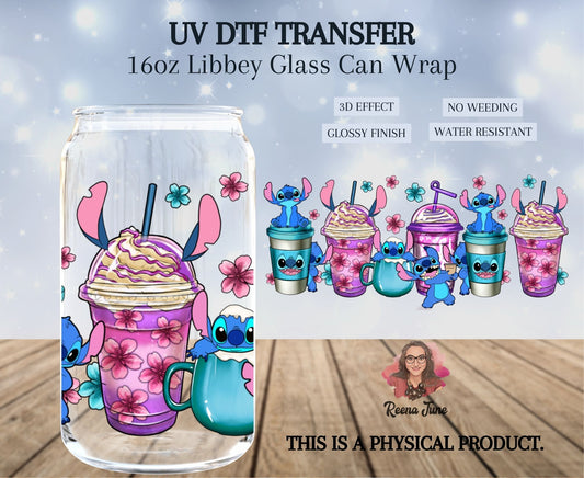 Stitch Coffee & Flowers UV DTF Transfer