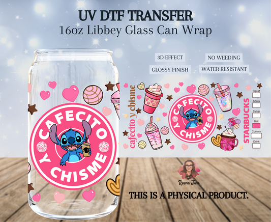 Cafecito & Chisme - Stitch Coffee UV DTF Transfer