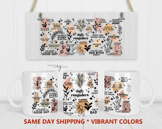 Daily Affirmations Sublimation Mug Wrap