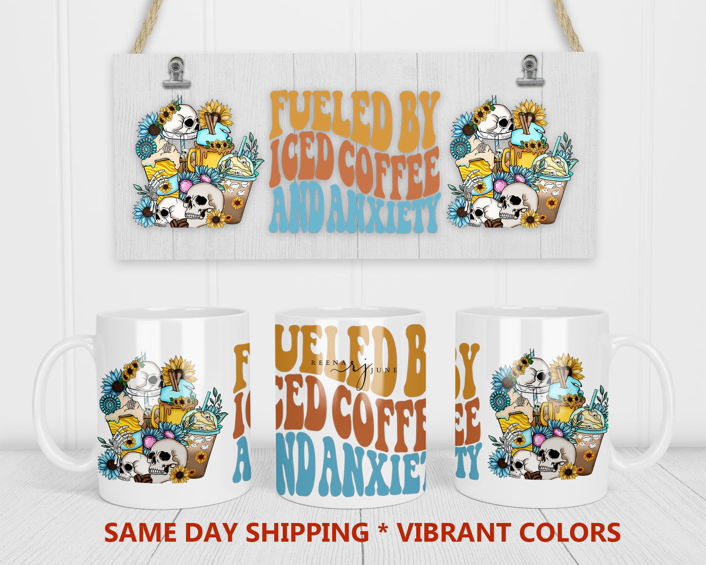 Fuled by Anxiety and Coffee Sublimation Mug Wrap