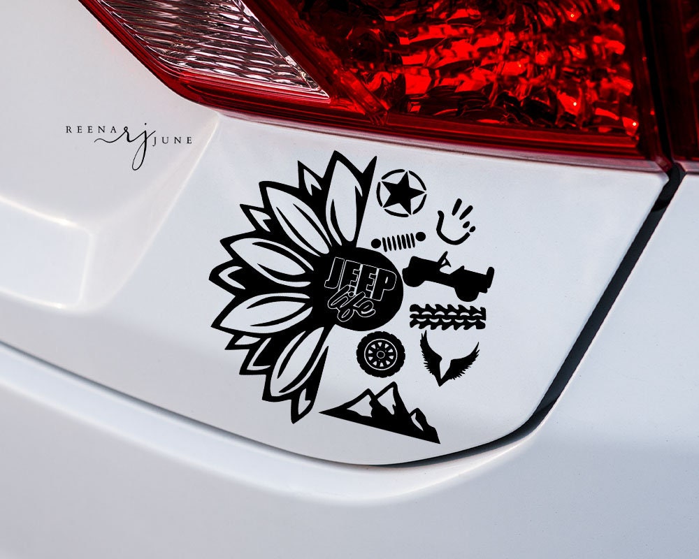 Sunflower Jeep Car Decal