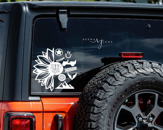 Sunflower Jeep Car Decal