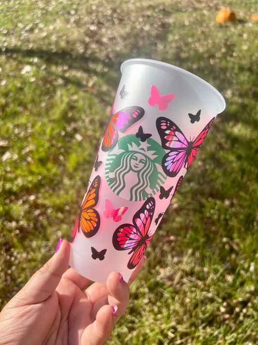 Holographic Butterfly Starbucks Cold Cup