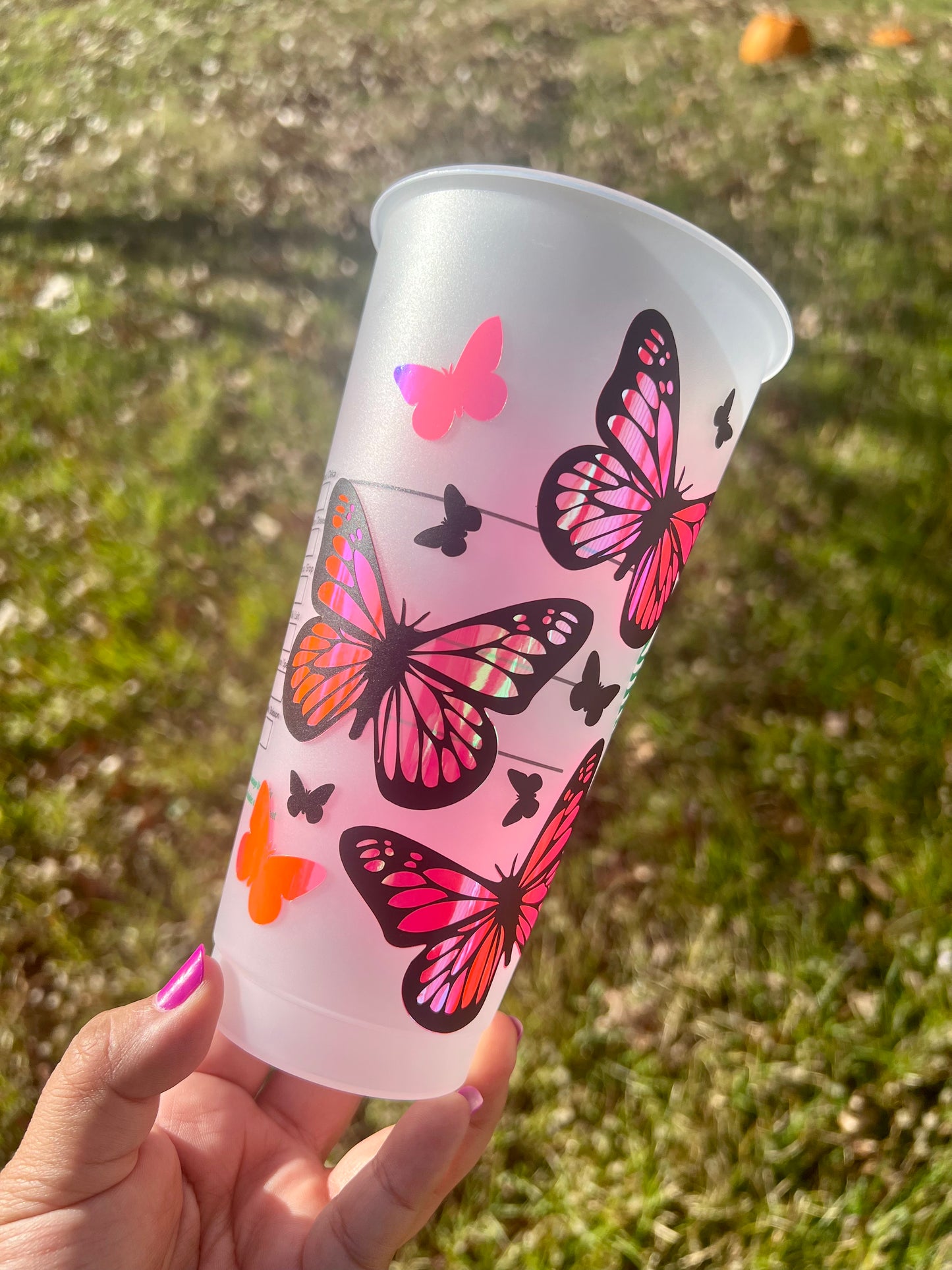 Holographic Butterfly Starbucks Cold Cup
