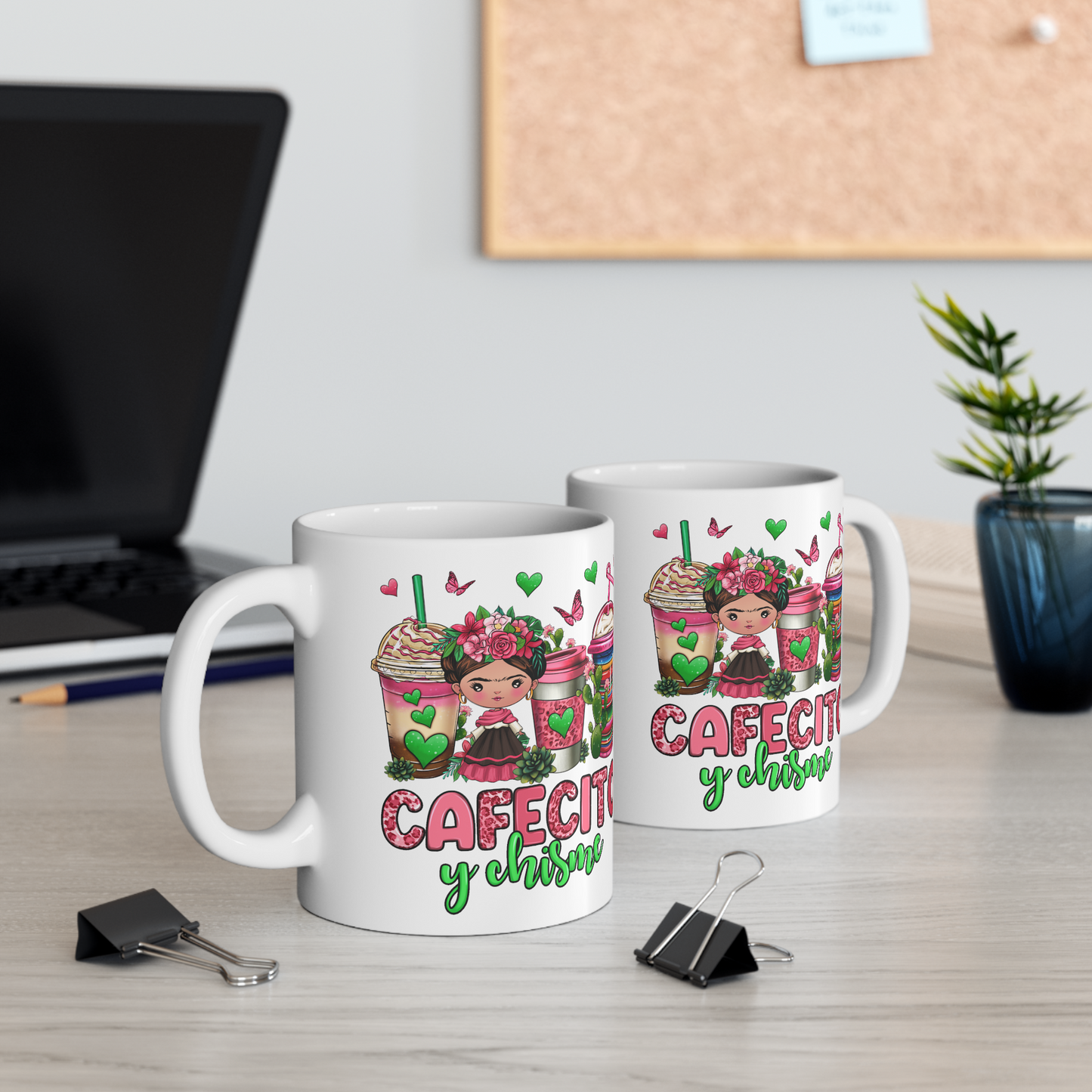 Frida Kahlo Cafecito Y Chisme Sublimation Mug Wrap